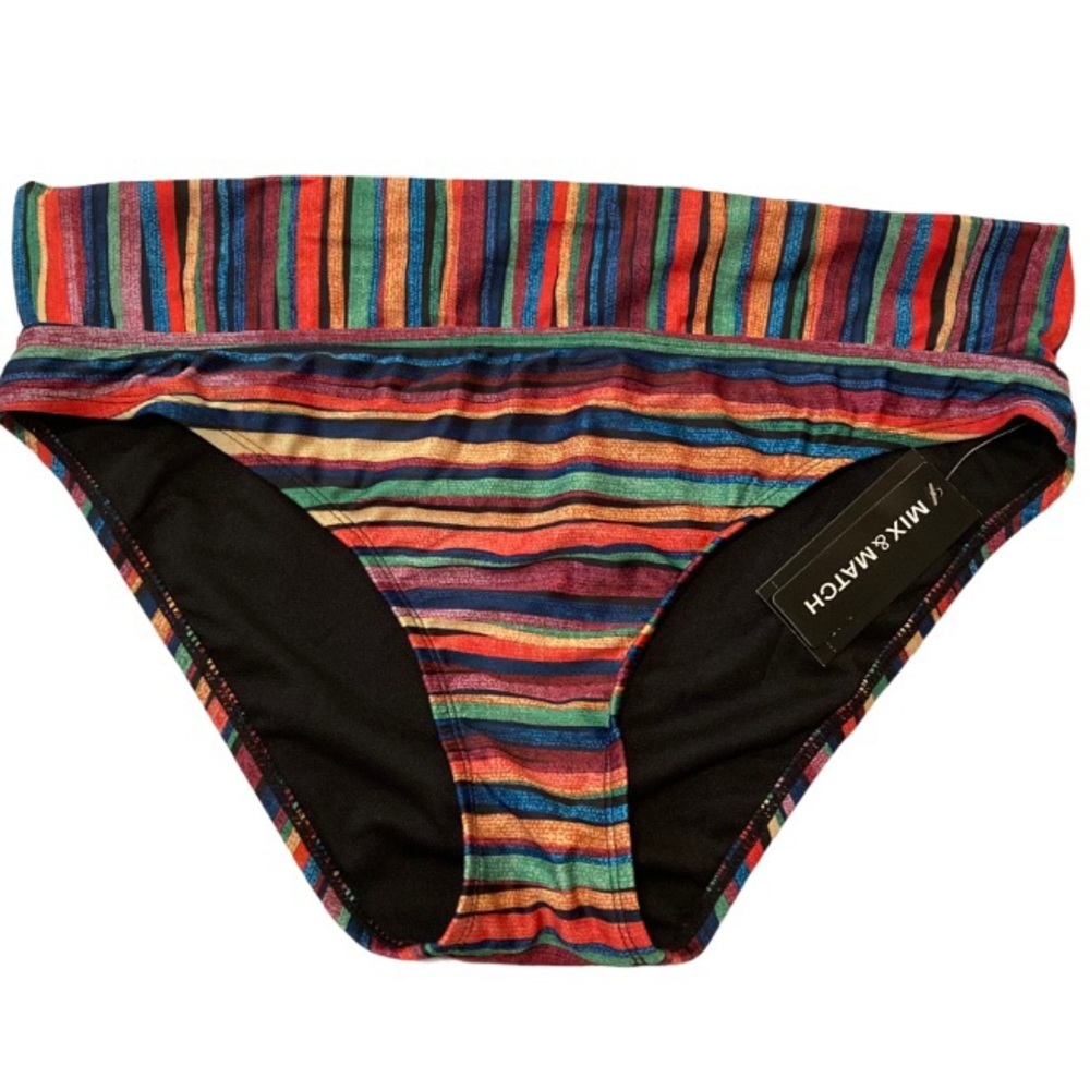 a.n.a multicolored striped bikini bottom L